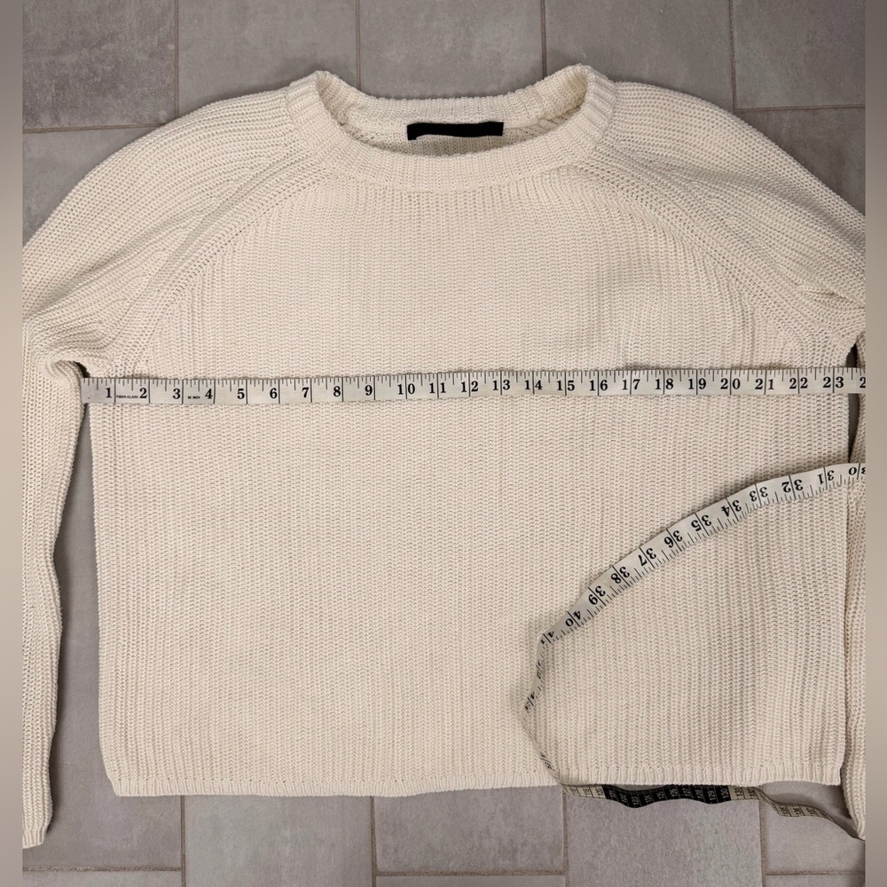 Jenni Kayne Fisherman Crewneck Cotton Sweater Ivory Size Large - Picture 11 of 11